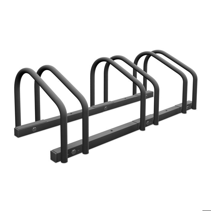 Râtelier Pour 6 Vélos Relaxdays - Support Métal Anthracite, Roues Jusqu'à 60 Mm, Pour Garage, Jardin, Magasin