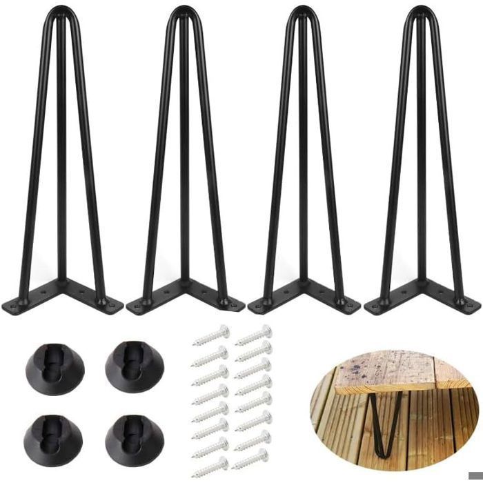 Lot de 4 Pieds de table-AFFINITYFURN-22 - 56 cm - Pieds de meuble avec 3 tiges pour salle a manger