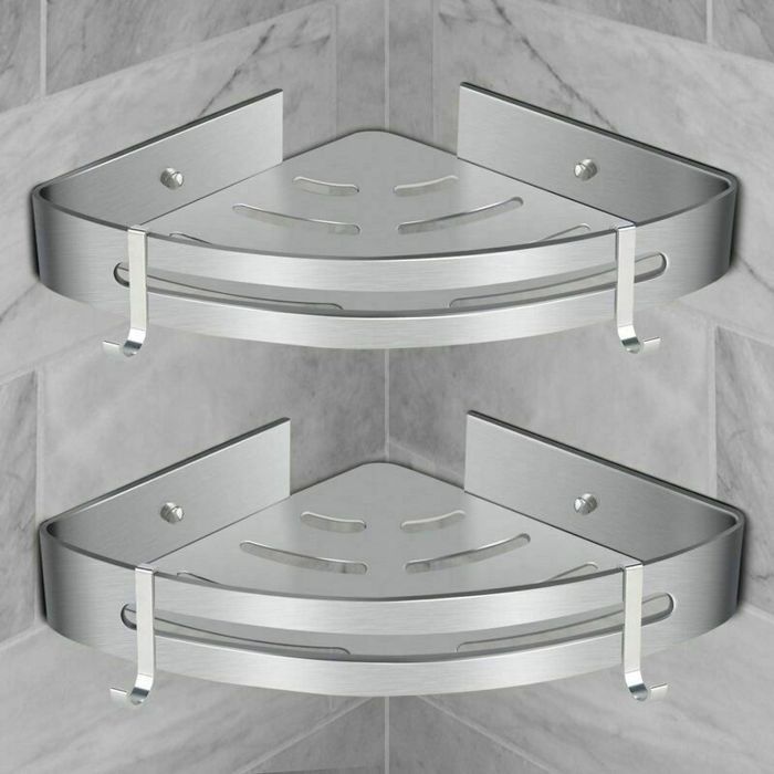 tagre de Douche dAngle Rangement Douche Adhsif en Aluminium Organiseur pour Shampoing Triangle 2 couleurs multiples