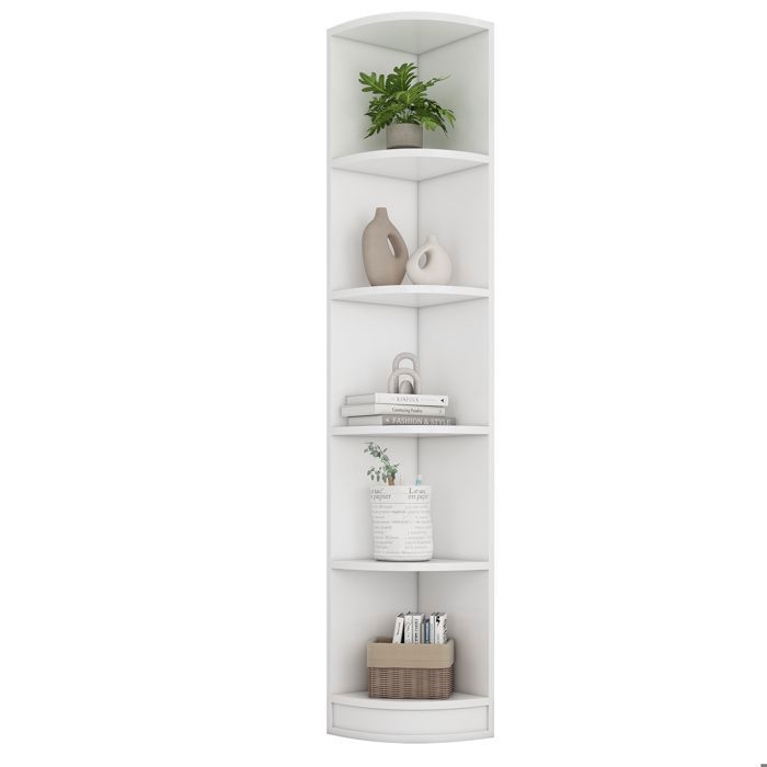 Étagère dangle étagère de stockage matériau MDF étagère à cinq niveaux forme simple forte capacité de charge 42 x 30 x 180
