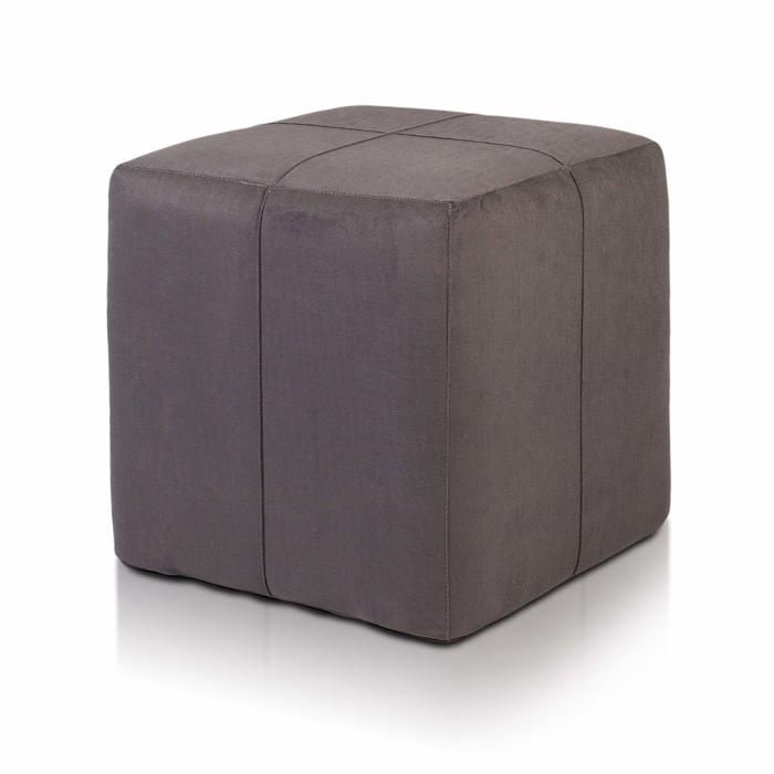 Pouf repose-pieds Block en microfibre amovible tabouret carré rembourré pour intérieur  Gris A104. Ecopuf