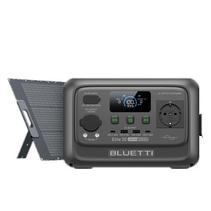 BLUETTI Générateur Solaire Elite 30 V2 LiFePO4 288Wh/600W avec 200W Panneau solaire pour Camping Domestique Camping-Car