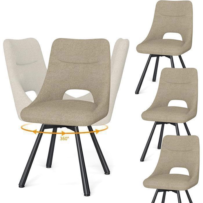 WAFTING Lot de 4 Chaises de Salle à Manger Pivotante à 360° Chaises de Cuisine avec Pieds en Métal Kaki