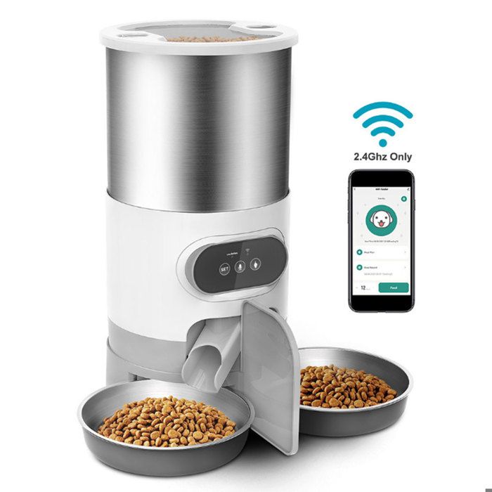 Mangeoire intelligente 4 5 L pour chat et chien mangeoire automatique WiFi pour 2 chats mangeoire pour animaux avec minuterie