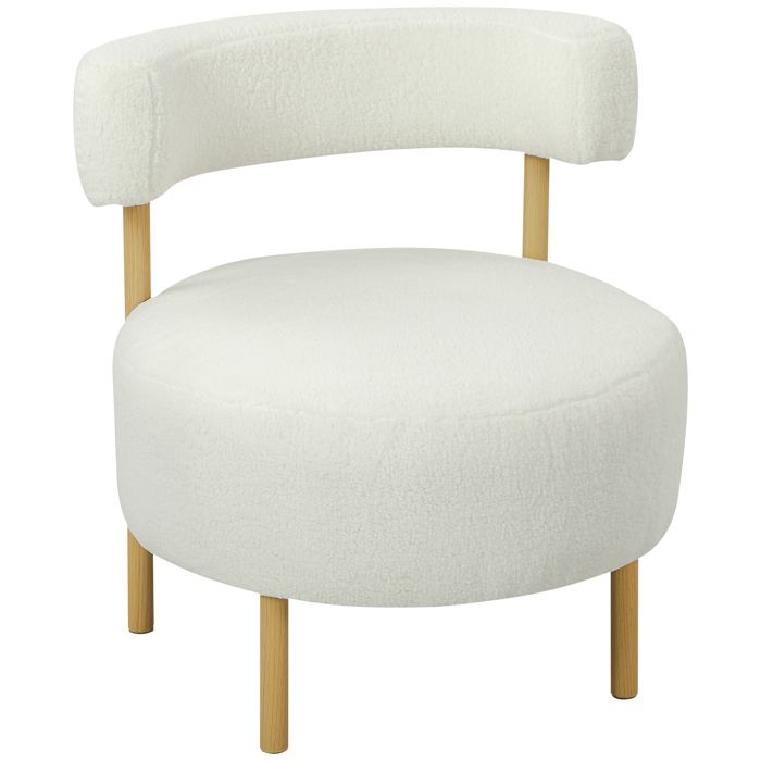 Canapé 1 place - HOMCOM - dossier incurvé assise large - tissu bouclette - structure en métal - 67x67x71cm - crème