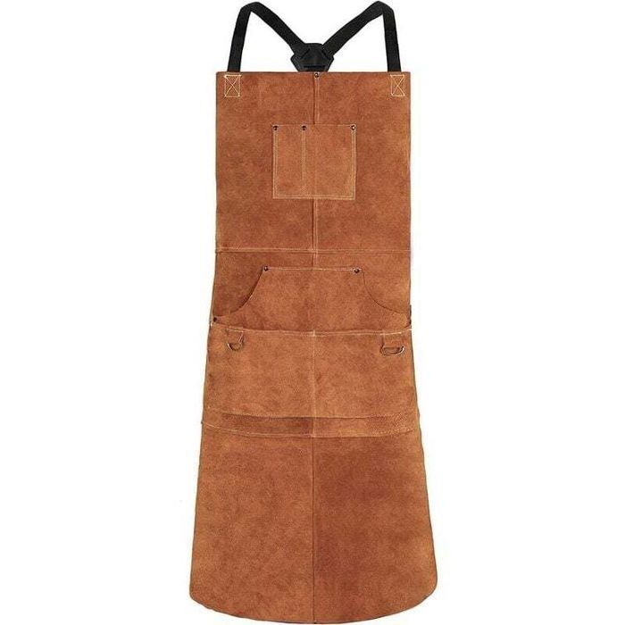 Tablier de soudage en cuir - ZOR® - 24x36 pouces - 6 poches - Bretelles réglables M à XXL - Marron Tablier de soudage en cuir - ZOR® - 24x36 pouces - 6 poches - Bretelles réglables M à XXL - Marron