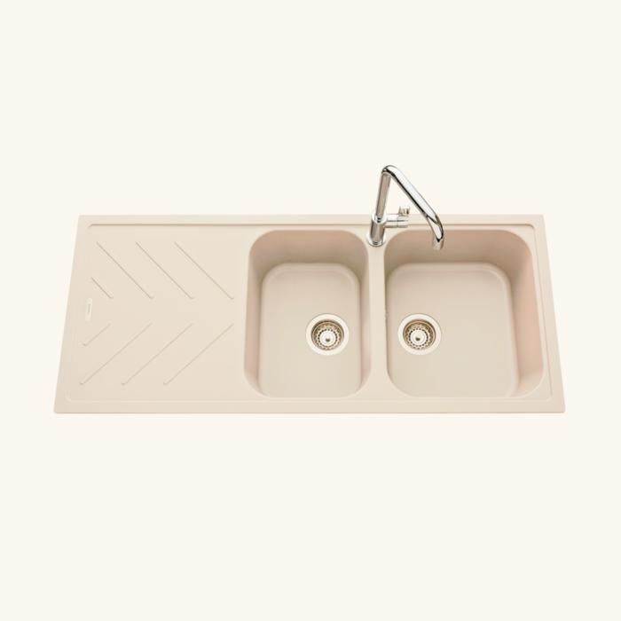 Évier granit beige Luisina ARPEGE 2 bacs 1 égouttoir 500x1160 Évier granit beige Luisina ARPEGE 2 bacs 1 égouttoir 500x1160