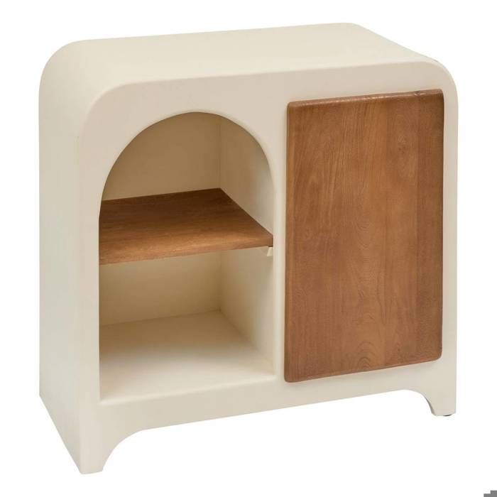Buffet 1 porte 4 niveaux Sienna beige H85cm - Atmosphera Créateur dintérieur Buffet 1 porte 4 niveaux Sienna beige H85cm - Atmosphera Créateur dintérieur