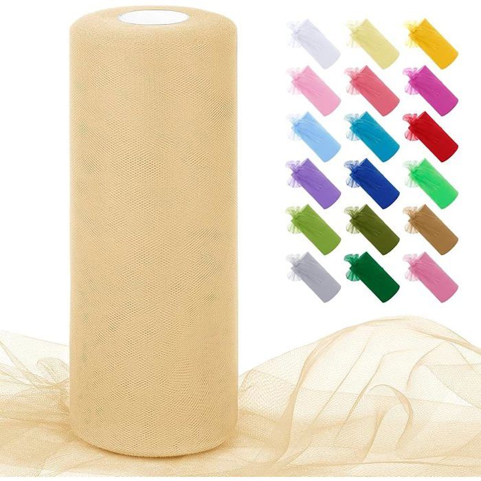 Rouleau de Tulle Beige 30cm x 91m Tulle Mariage Polyester Maille Tissu Ruban Mariage pour Tutu Jupe 30cm x 91m Beige