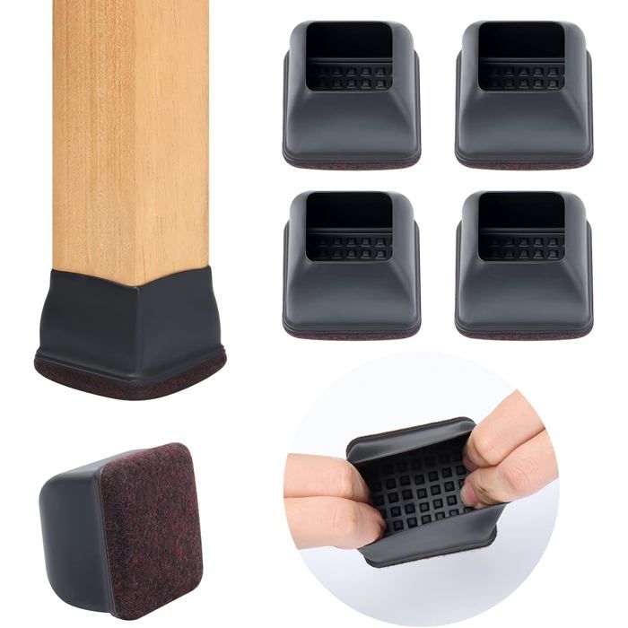 Couvre-pieds de chaise - Unbrand - 36-56mm - Carré - Noir - Feutre intégré - Thermo-plastique élastomère