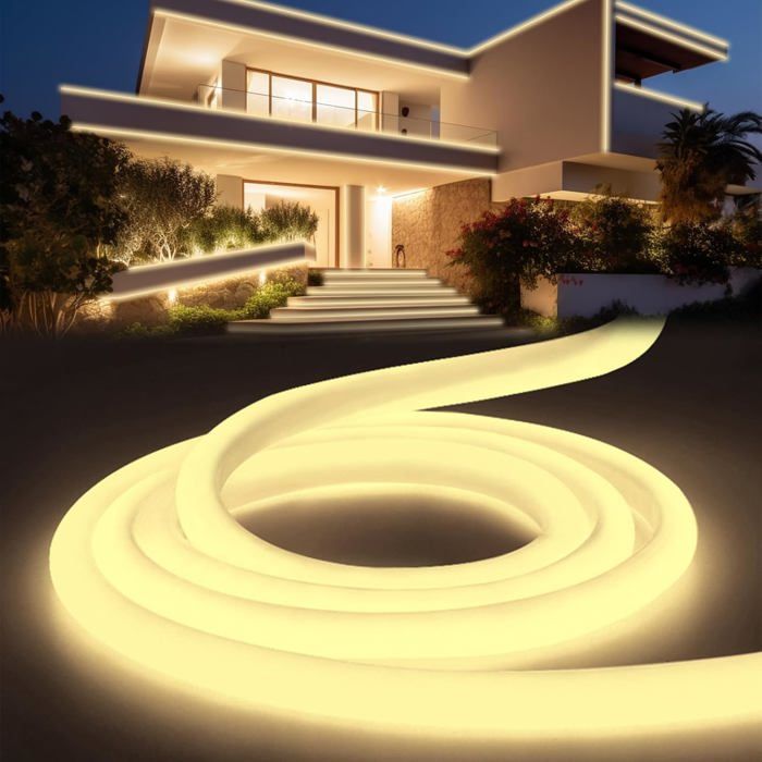 Led Neon Blanc Neutre 2MFlexible Ruban Led Exterieur Etanche Ip65Tube Rond Découpable Lumiere Bande 220V Led Strip Light P[CA263]