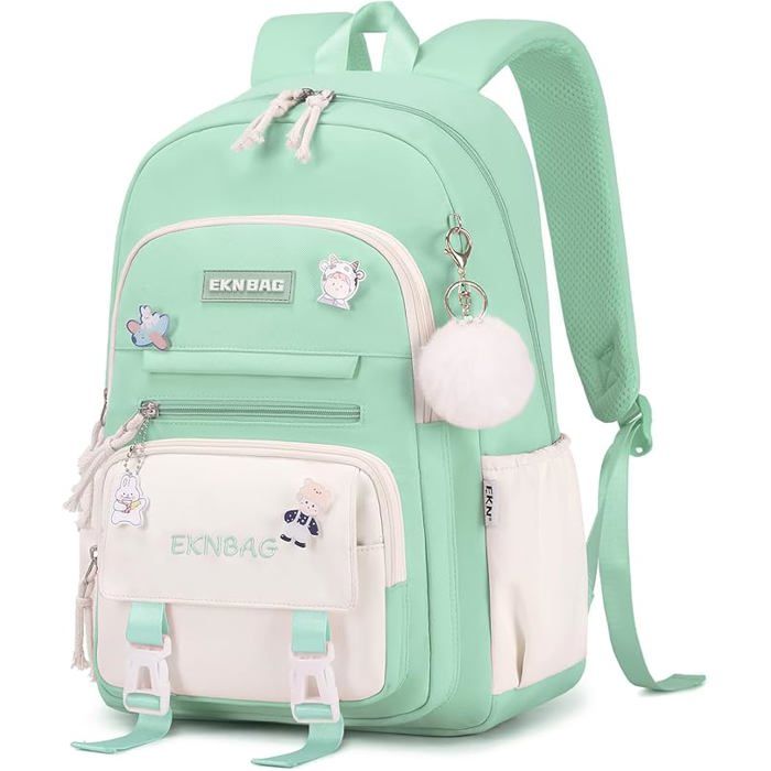 XJYDNCG Cartable Fille Primaire Sac À Dos Scolaire - Imperméable Respirant Grande Capacité - 45x32x15cm - Vert