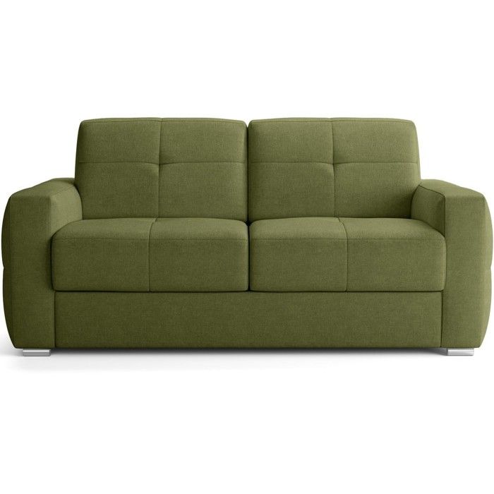 Canapé capitonné convertible 3 places en tissu chenille vert olive - ouverture express - Cassian Canapé capitonné convertible 3 places en tissu chenille vert olive - ouverture express - Cassian