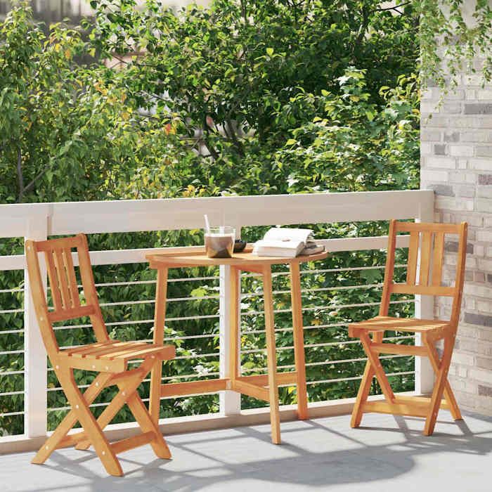 Bestseller Chaises de bistrot dextérieur Set de 2 charge maximale : 110 kg - Siège de balcon Bois dAcacia Massif - Taille: C55593