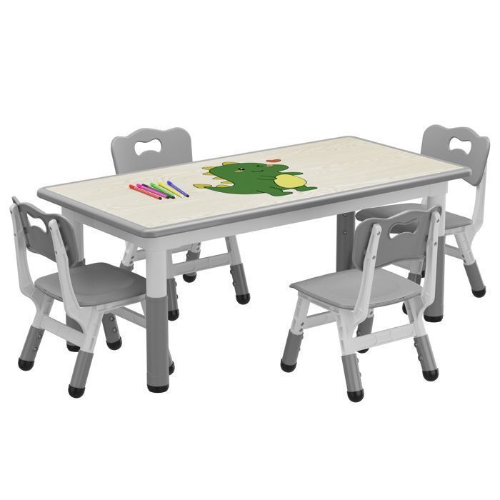 Ensemble table 4 chaises réglables Plateau effaçable 12 feutres aquarelle inclus Pieds antidérapants