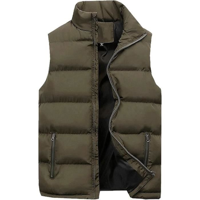 Veste De Sport Homme gilet sans manches veste ultra légère manteau chaud casual (Verte) Verte