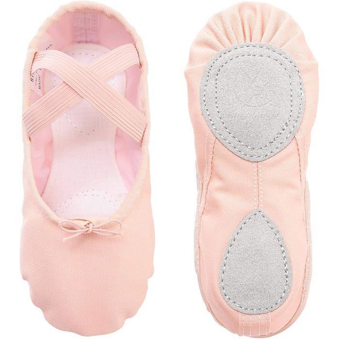 Chaussure de Ballet Danse Cssique Toile Chaussures Gymnastique Yoga Ballet Chaussons pour Filles Femmes EU22 44 Rose