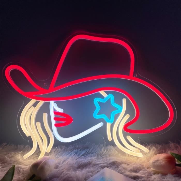 Qxiao Chapeau De Cowboy Lumineux Avec Éclairage LED - Occidental Nacré - Cowgirl Irisé Pour Fête