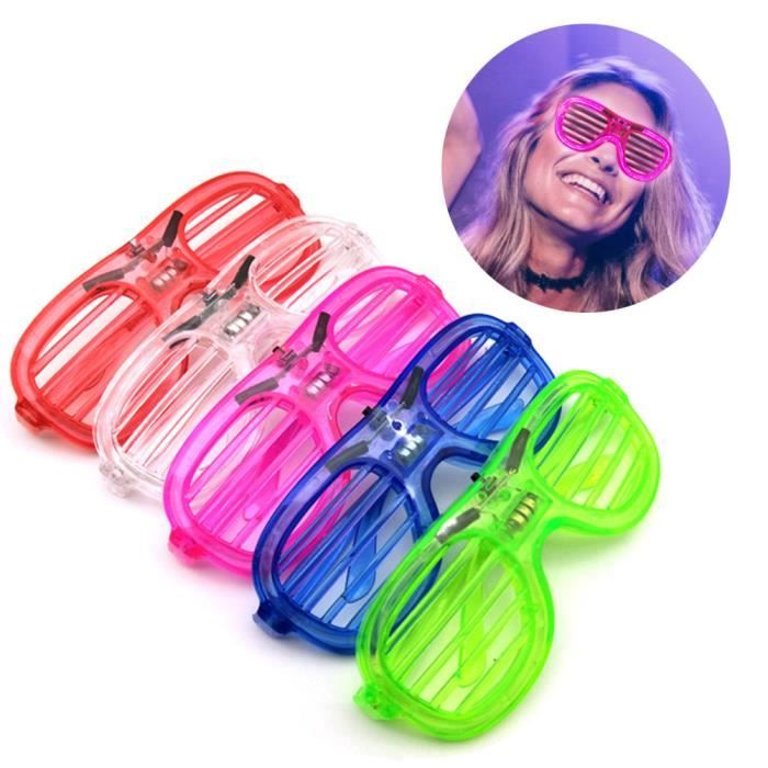 Akozon Lunettes au néon 5 pièces LED néon lunettes obturateur nuances lunettes luminescent fête bagagerie accessoires Coloré