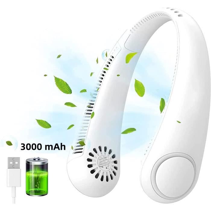Ventilateur de cou paresseux sans lame, chargement USB, 3000mAh, ventilateur  de refroidissement d'été, faible bruit, léger, refroidisseur de cou frontal  - AliExpress