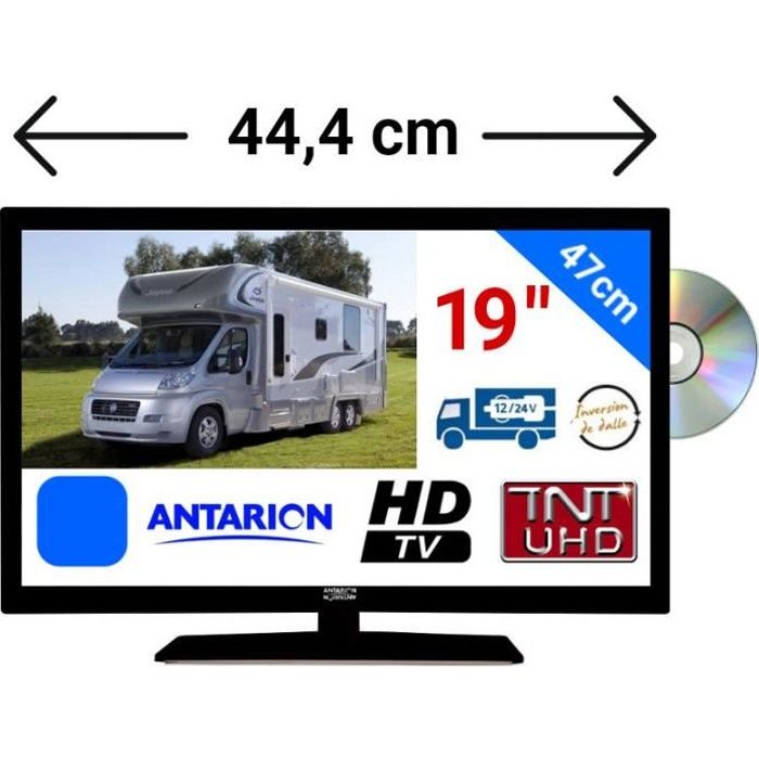 TÉLÉVISEUR DVD CAMPING CAR LED 19 47cm UHD 24V 12V ANTARION