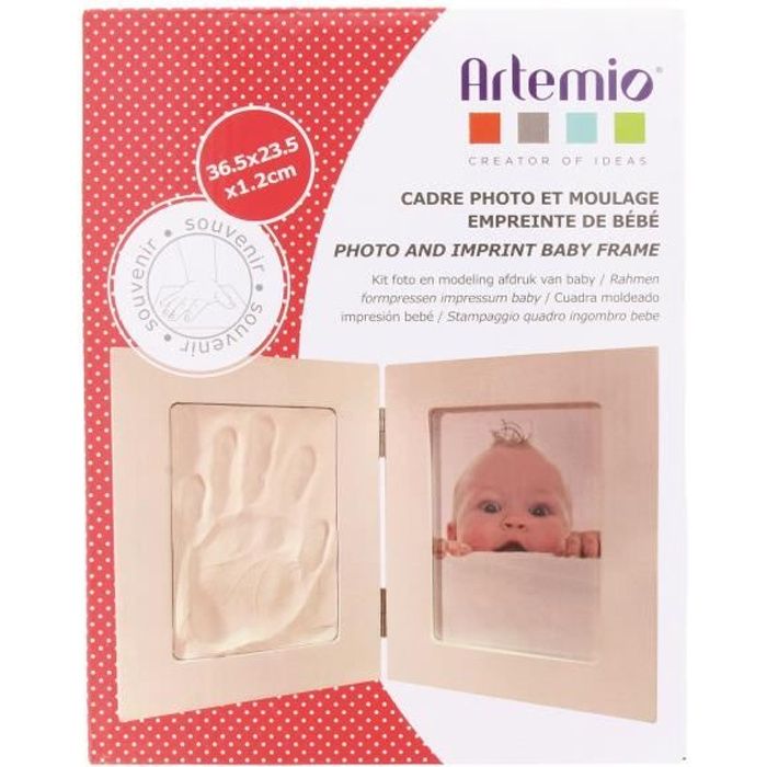 Kit moulage empreinte de bébé + Cadre photo 36,5 x 23,5 cm - Artémio Blanc