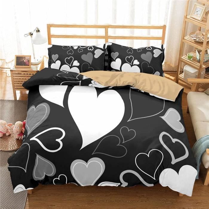 Housse De Couette Lina 220x240 Cm Noir – 100% Coton Oeko-Tex, Doux Et Élégant Pour Lit 2 Personnes