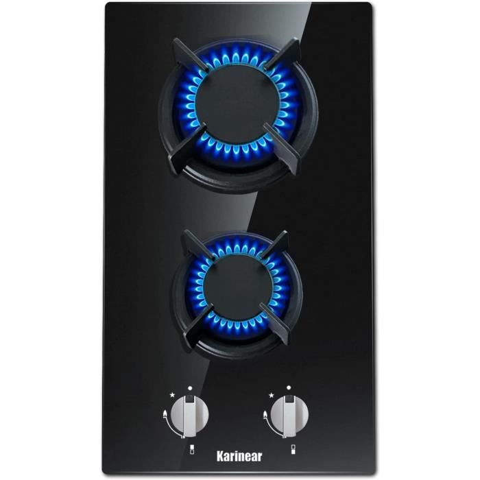 Plaque de Cuisson Gaz 2 Feux, Table de Cuisson Gaz Encastrable, Plaque