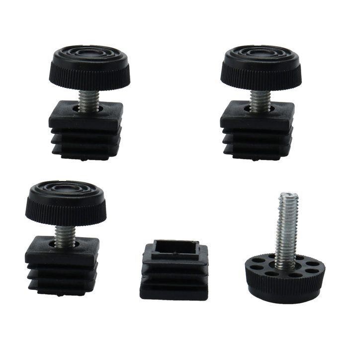 Patins pour meubles VOCOSTE M8 Pied nivellement réglable + 24mm x 24mm Insert tube carré Patin anti-bruits Chaise Protecteur 4 Kits