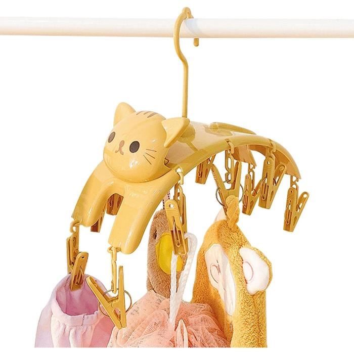 Cintre à Linge Rond Rotatif 360° Avec Clips – Séchoir Compact Chaussettes, Lingerie, Serviettes – Gris