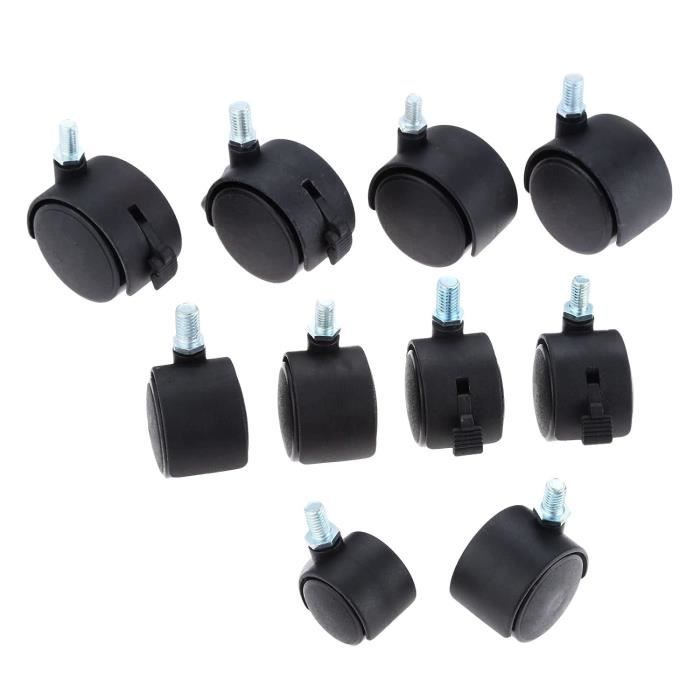 HOLKIE Roulettes Pour Meubles 75 Mm Avec Freins, M10 X 1,5 X 30 Mm Lot De 4 Roulettes Pivotantes à Tige Filetée - Roulettes Charge Lourde Verrouillables Gris