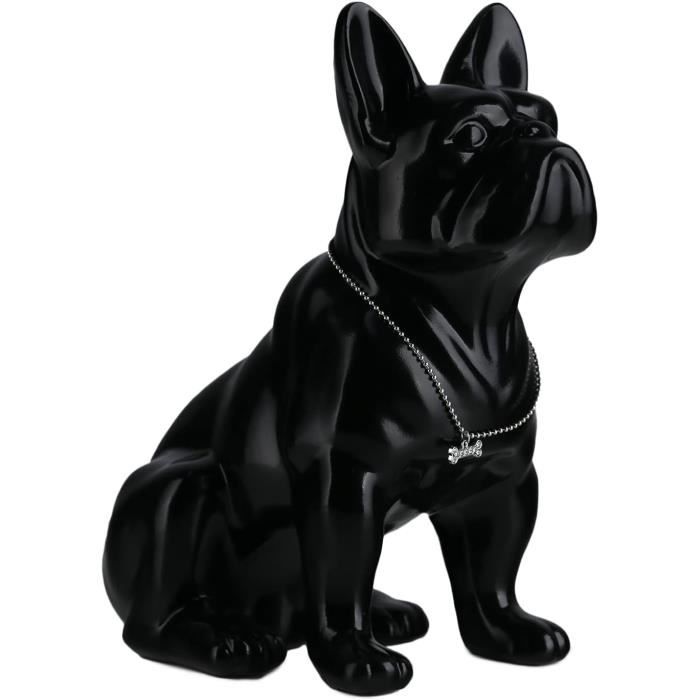 Statue Bouledogue Français En Résine 22cm Argent - Sculpture Moderne Chien Décoration Salon