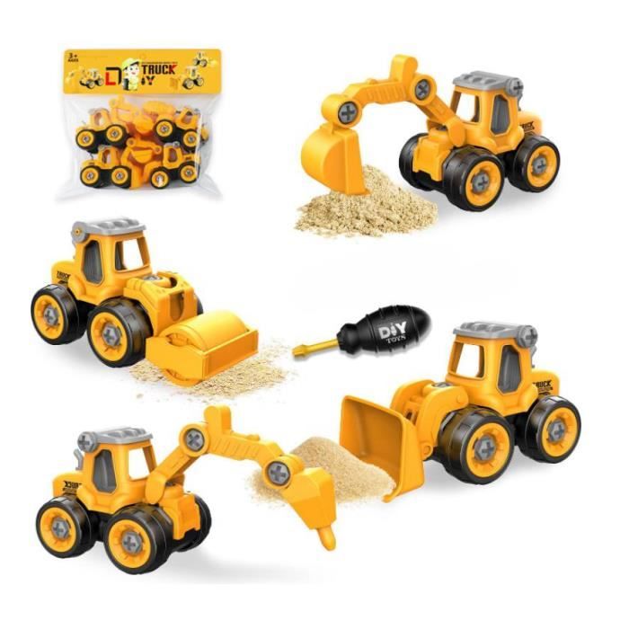 Jeux de Construction, 4 en 1 DIY Tracteur Jouet pour Enfant Garçon de 2 3 4  5 Ans, Jouet de Bulldozer de Camion Voituresde de