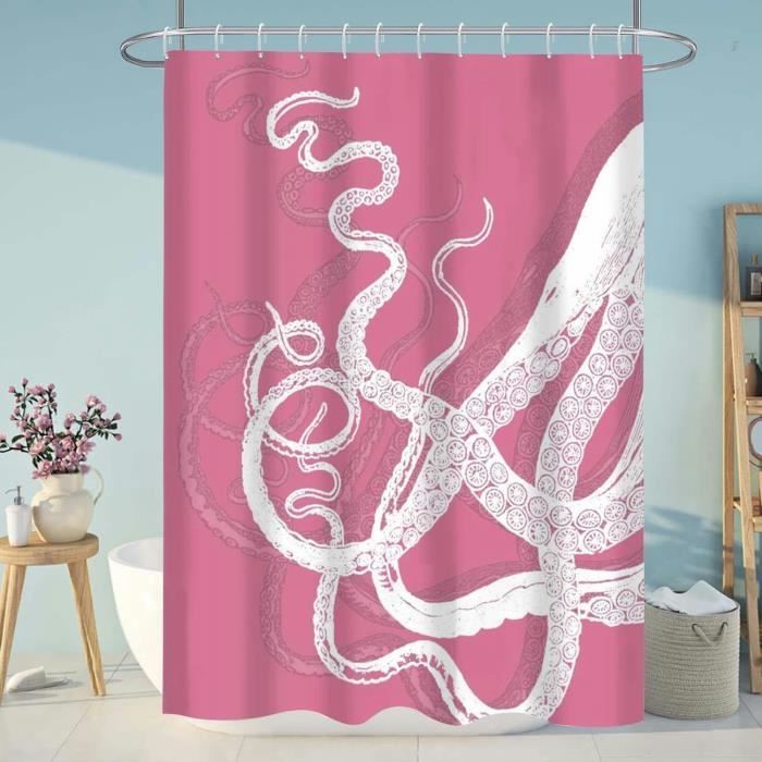Rideau De Douche Bleu Marine 150x183 Cm - Tissu Polyester Imperméable Anti-moisissure - Œillets Inclus