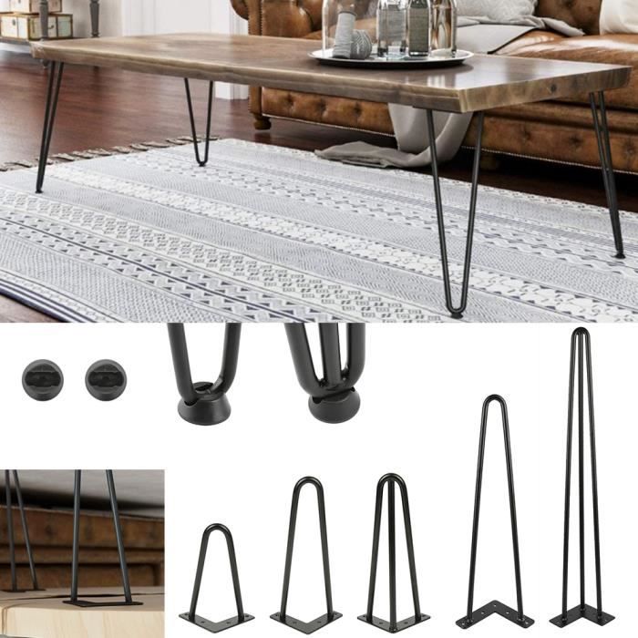 Pieds De Table En épingles à Cheveux – Set De Pieds De Table En Epingles A Cheveux 4 Pieces 76 Cm Noir 3 Branches 28095231