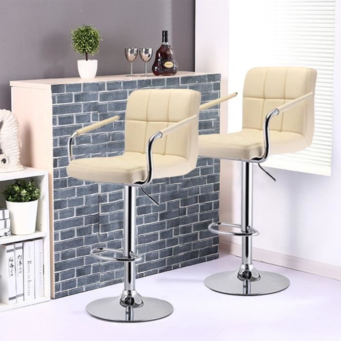 STOOLINK Lot de 2 tabourets de bar réglables en hauteur - En velours de soie - Pivotant à 360° - Avec dossier - Pour cuisine, salle à manger - Montage facile - Noir