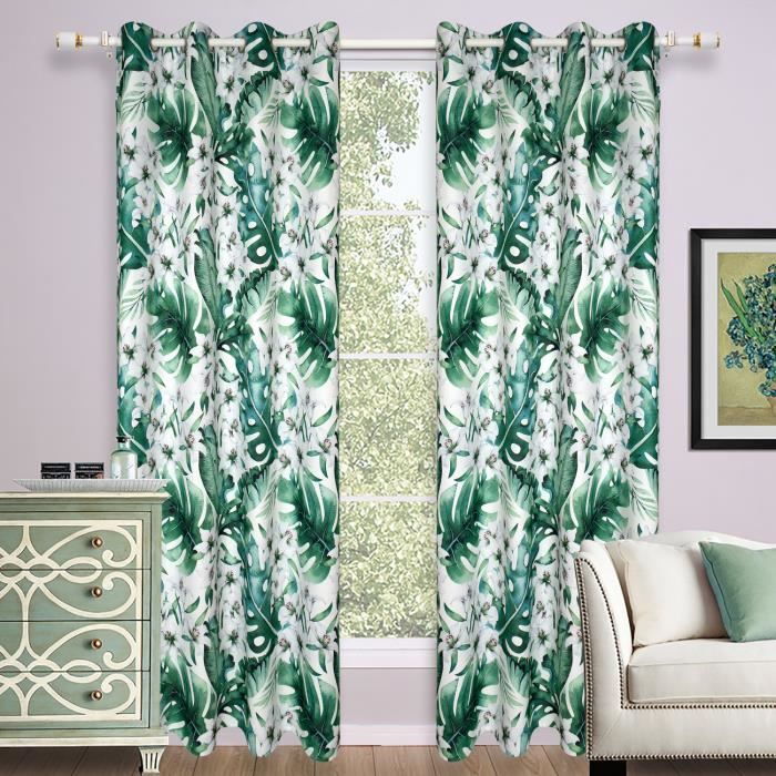 Lot de 2 rideaux occultants à œillets avec lignes ondulées argentées imprimées à pois – Rideaux de fenêtre pour salon/chambre à coucher (132 x 213 cm (l x L), crème