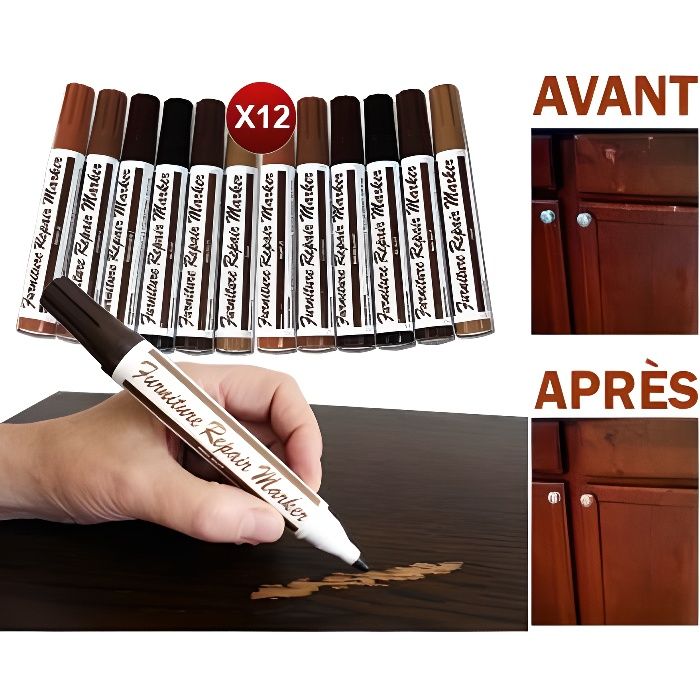 Powerfix® Profi bois stylo correcteur/Correction de réparation Stylet/Stylo  pour meubles pour placage bois & – Couleur : Acajou