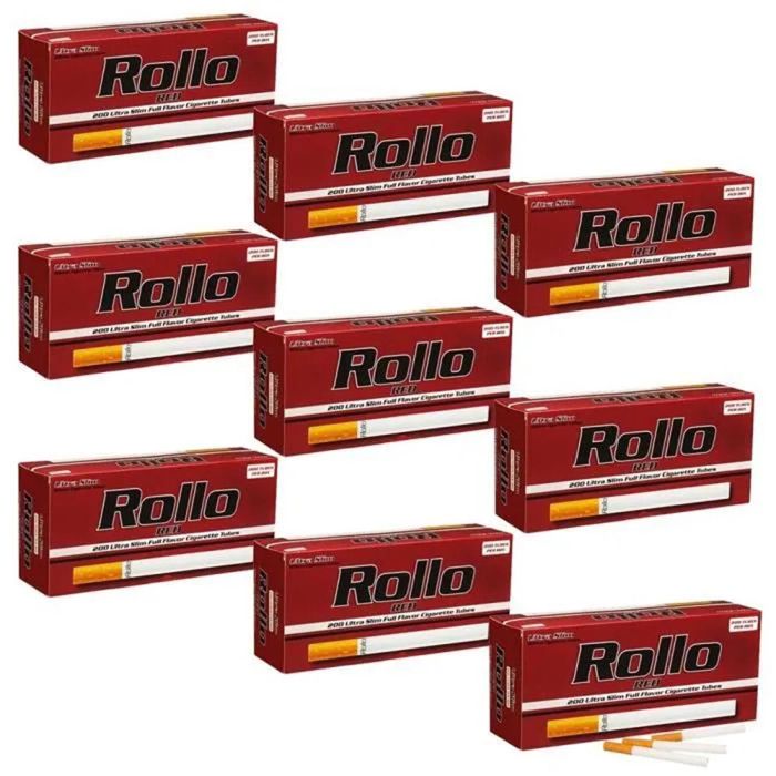 Rollo Red Pack Lot de 12 boites de 200 tubes à cigarette Rollo Red Ultra Slim ...