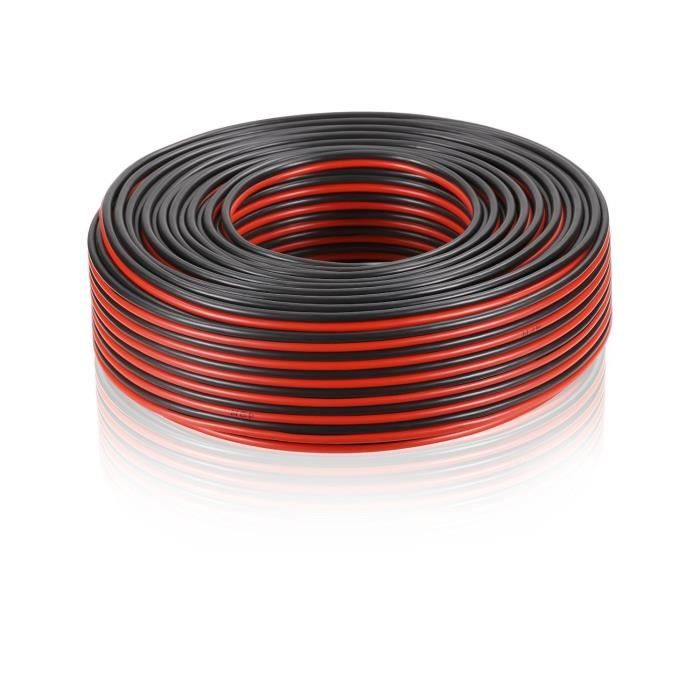 noir 2 x 1,5 mm² Manax Câbles denceintes en cuivre 100% OFC rouge 50 m 