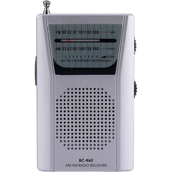 Radio Portable AM/FM - Mini Radio Alimentée par Batterie - Haut-Parleur ...