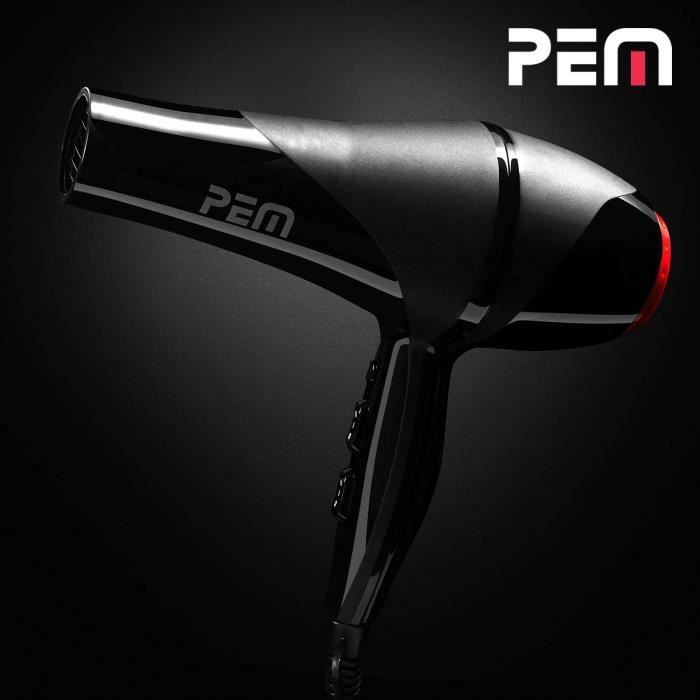 Sèche cheveux noir mat et brillant 2000W - 2 vitesses/3 modes chaleur