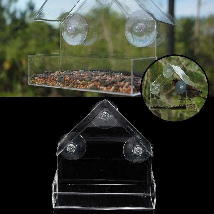 Ksvaye Mangeoire Oiseaux Fenêtre Transparent Acrylique Avec 4 Ventouses - Bird Feeder Window