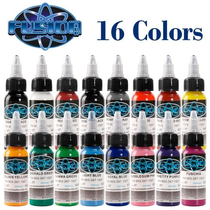 16pcs Tattoo Ink Fusion tattoo inks 16Colors Set 1 oz 30ml/Bottle