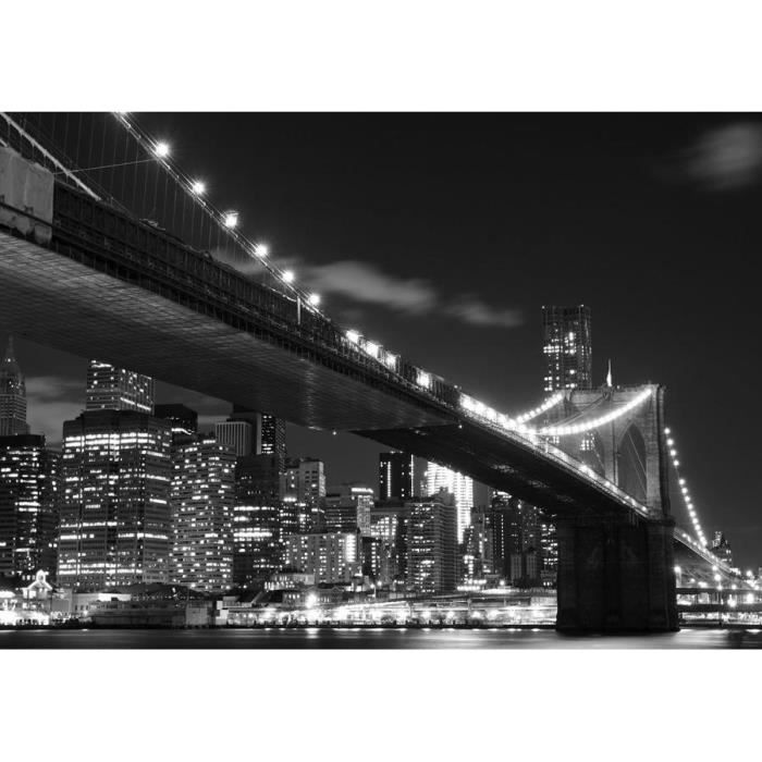 Ville Brooklyn Bridge Noir et Blanc Papier Peint Polaire facile installer papier 