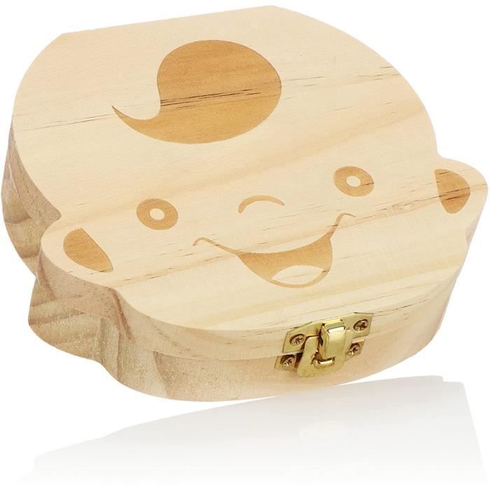 Boîte à Dents De Lait En Bois Motif Fée - Souvenir Enfant - Dimensions 3.5x4cm - Joint Caoutchouc étanche