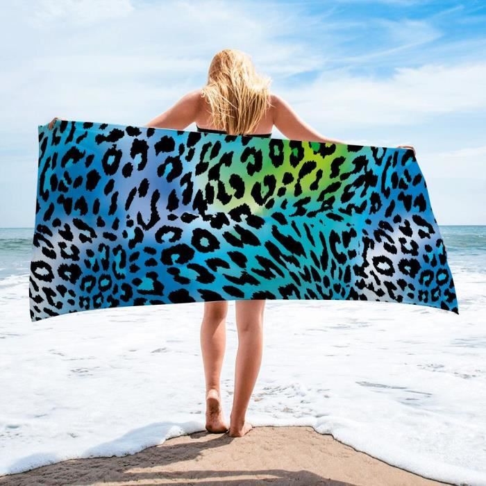 DOUBLE SERVIETTE DE PLAGE KIKOY Léopard d’Afrique en COTON et ÉPONGE