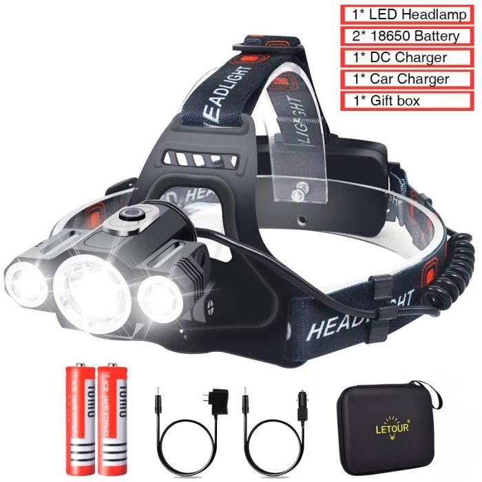 LETOUR Lampe Frontale Rechargeable, Lampe Frontale LED Ultra