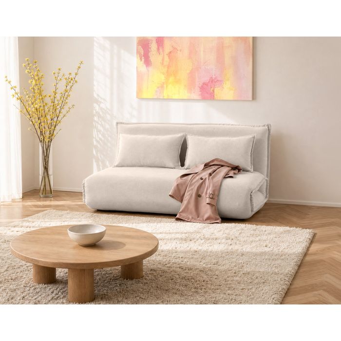Candice - Banquette 2 places convertible clic-clac en velours côtelé - Beige Candice - Banquette 2 places convertible clic-clac en velours côtelé - Beige