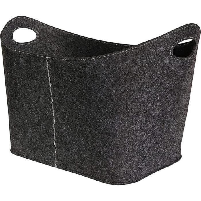 Sac à Bûches En Feutre Épais 60L - Poignée Renforcée - Porte Jusqu'à 38kg - Range-Bûches Pliable, Aussi Panier à Provisions